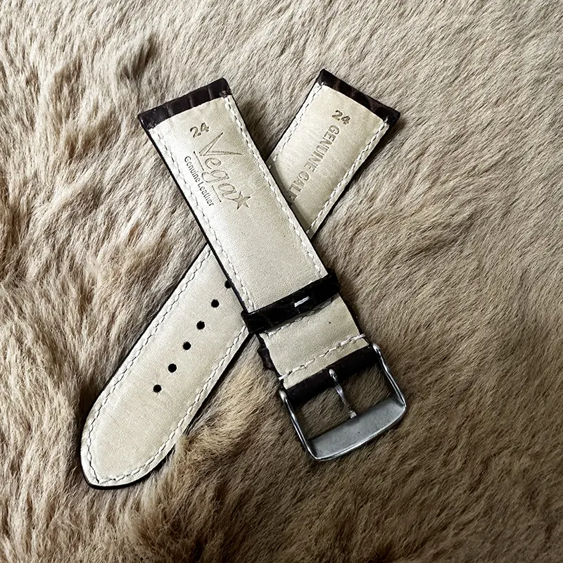 Vega 24MM Leather Crocodile Grain Watch Strap- Stylish and Versatile